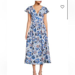 Tanya Taylor Kate floral midi flared dress size 8